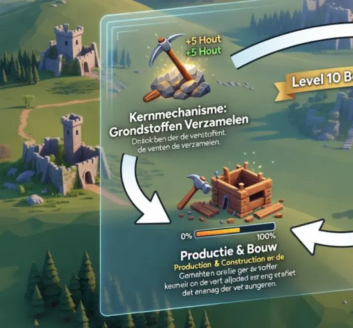 Infographic die de belangrijkste spelmechanieken van GAMEBOOSTER uitlegt