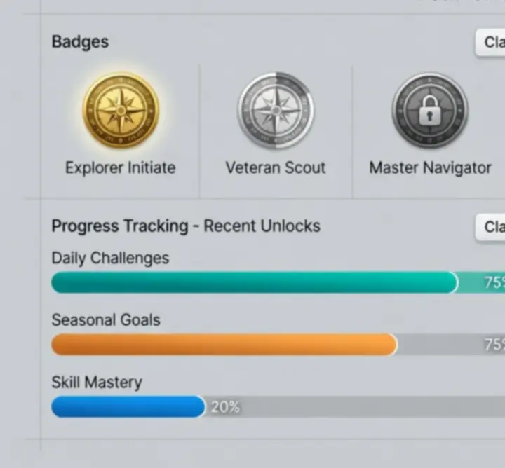 Prestatie- en voortgangsoverzicht uit GAMEBOOSTER met achievements en upgrades.